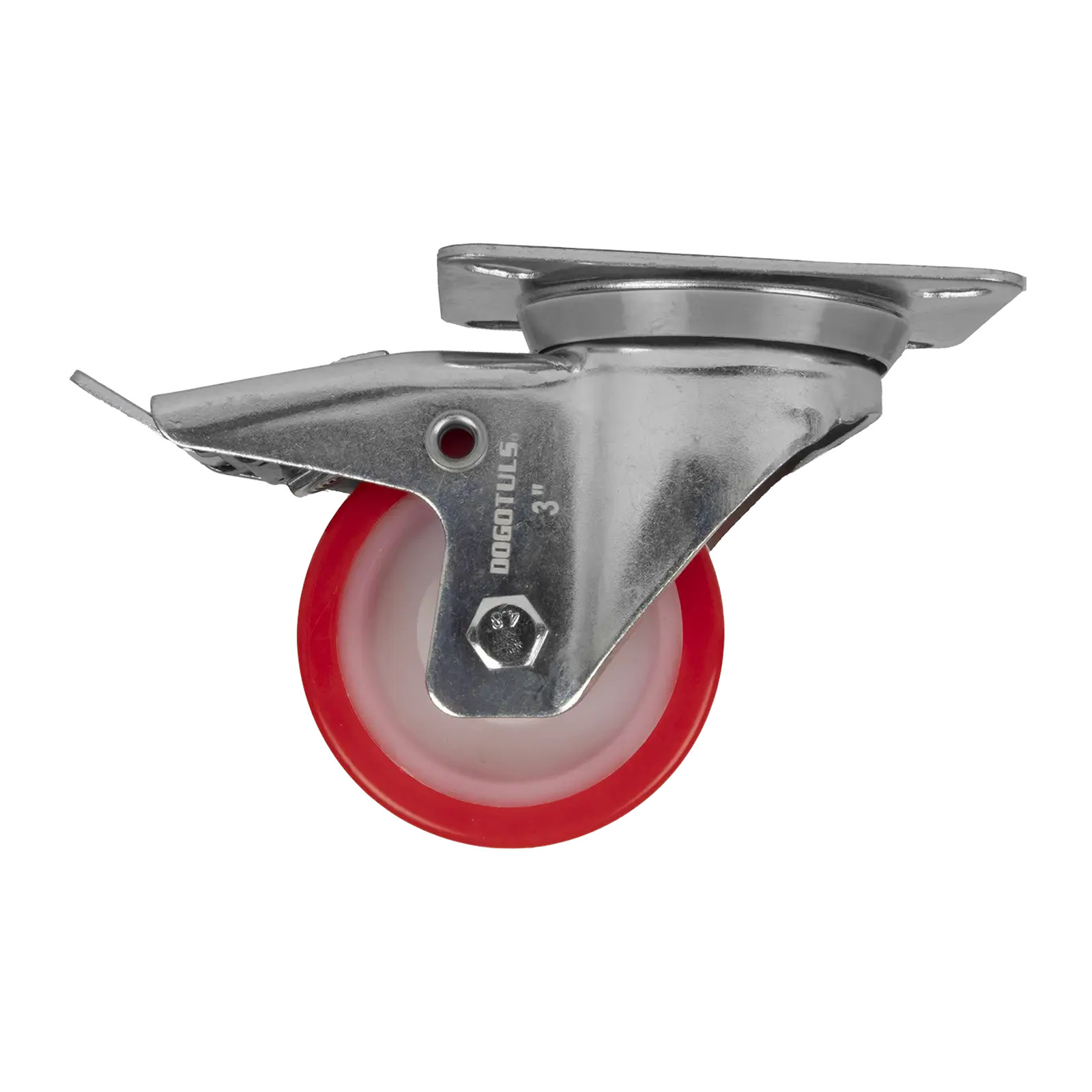 RODAJA NYLON CON PU ROJO GIRAT FRENO 3" - Imagen 4