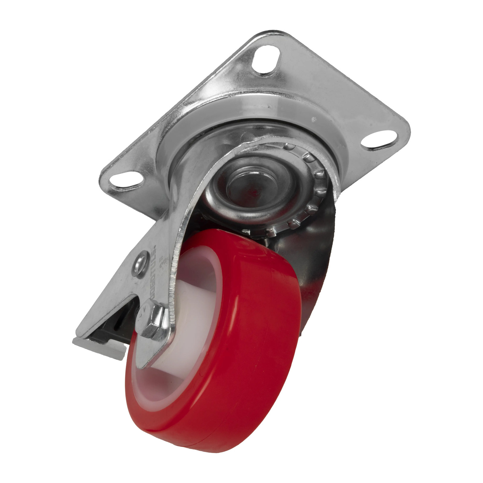 RODAJA NYLON CON PU ROJO GIRAT FRENO 4" - Imagen 3