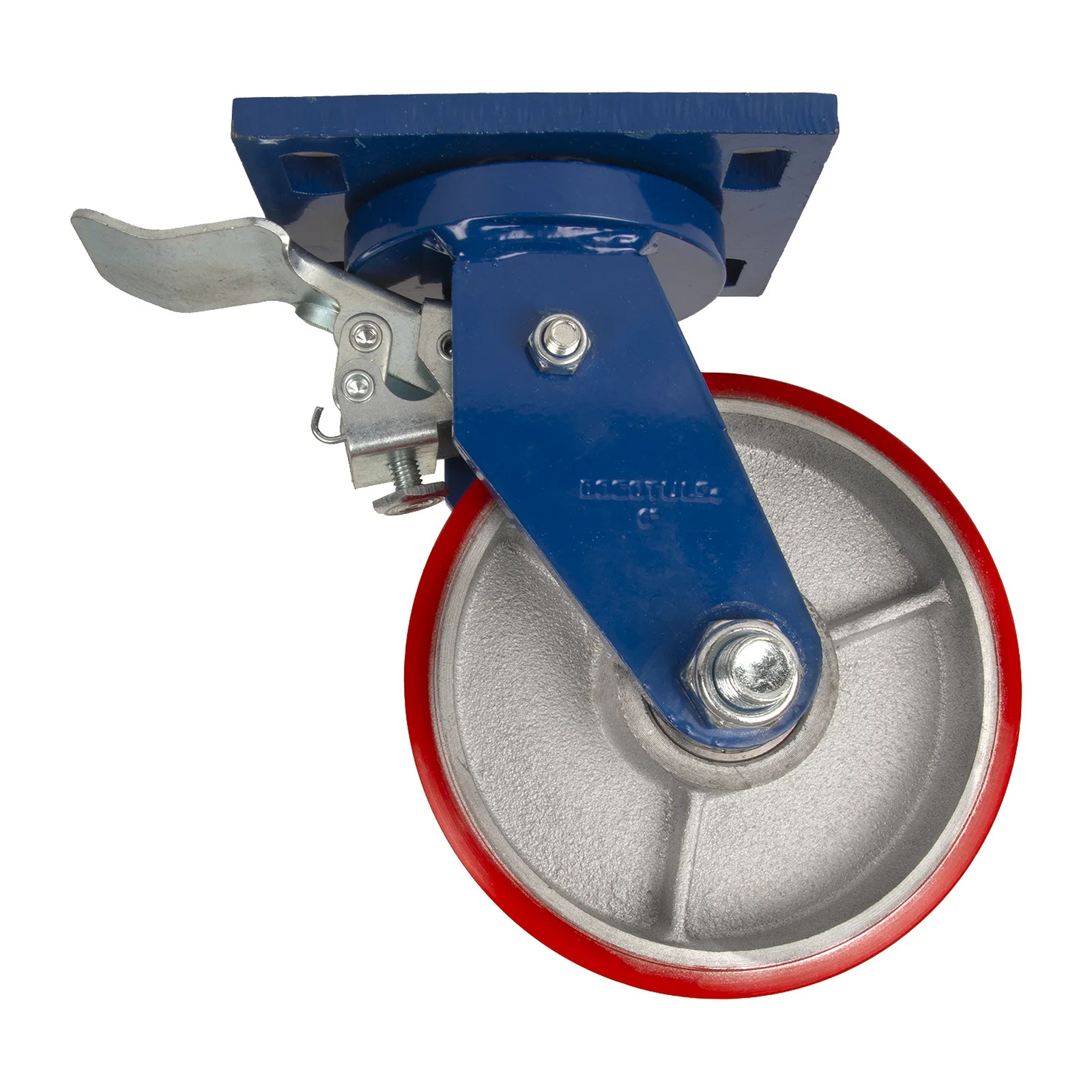 RODAJA CARGA PESADA PU ROJO GIRATORIA FRENO 6" - Imagen 2