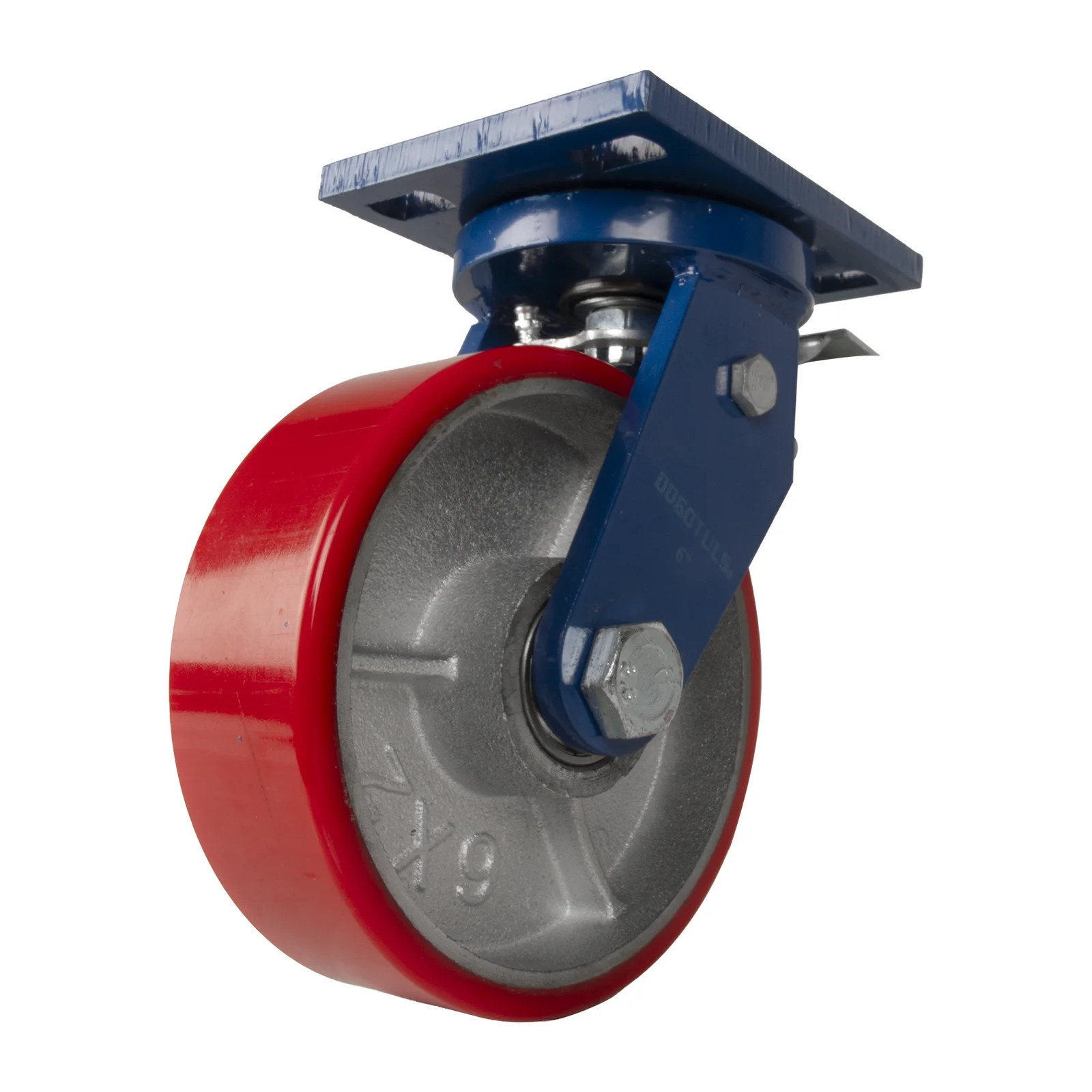 RODAJA CARGA PESADA PU ROJO GIRATORIA FRENO 6" - Imagen 3