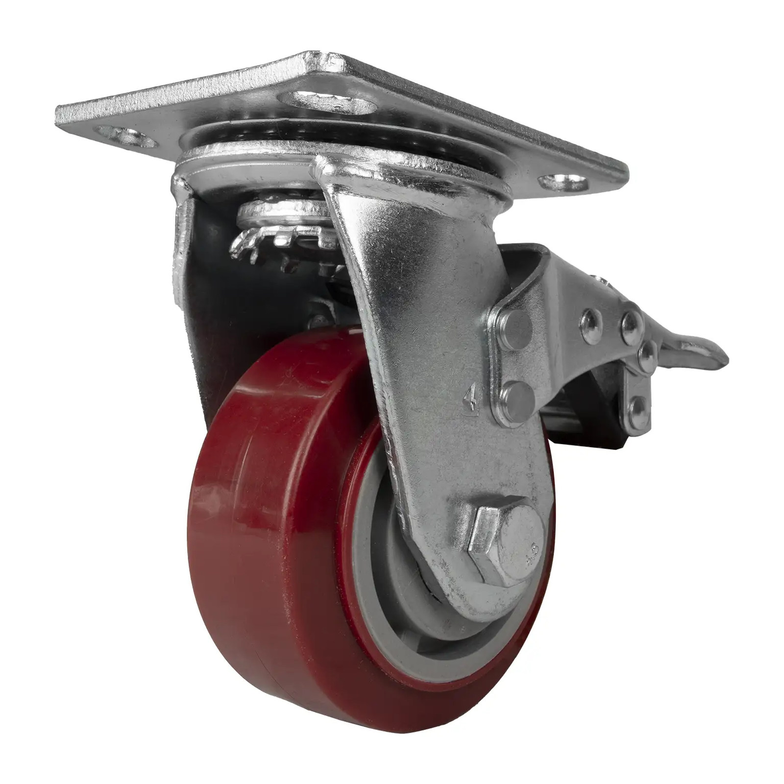RODAJA DE PU MARRON GIRATORIA FRENO 4" - Imagen 2