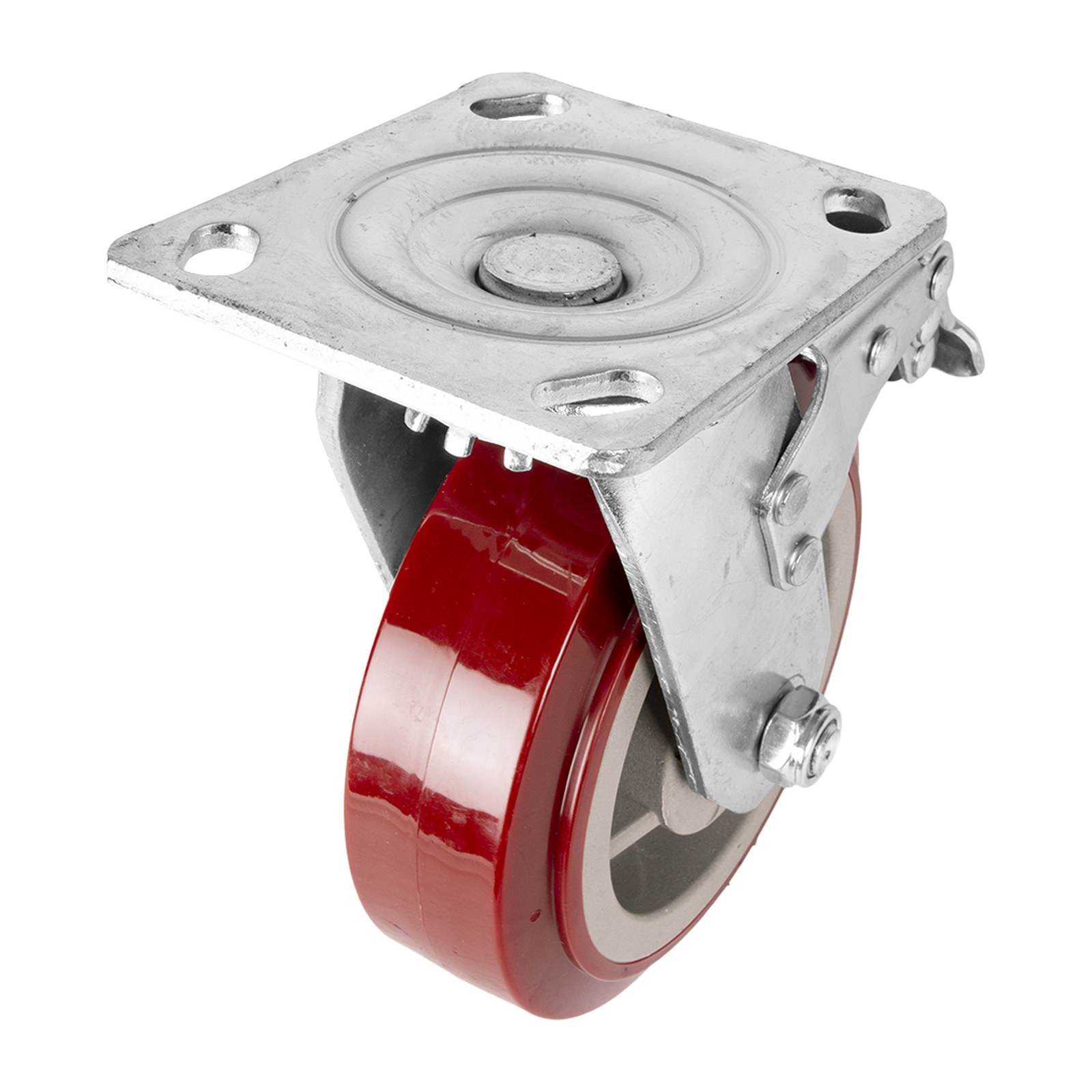 RODAJA DE PU MARRON GIRATORIA FRENO 6"