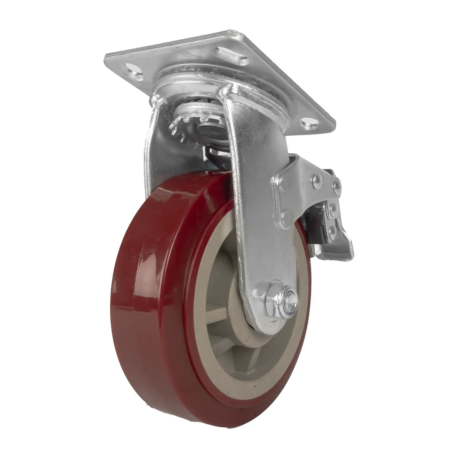 RODAJA DE PU MARRON GIRATORIA FRENO 6" - Imagen 4
