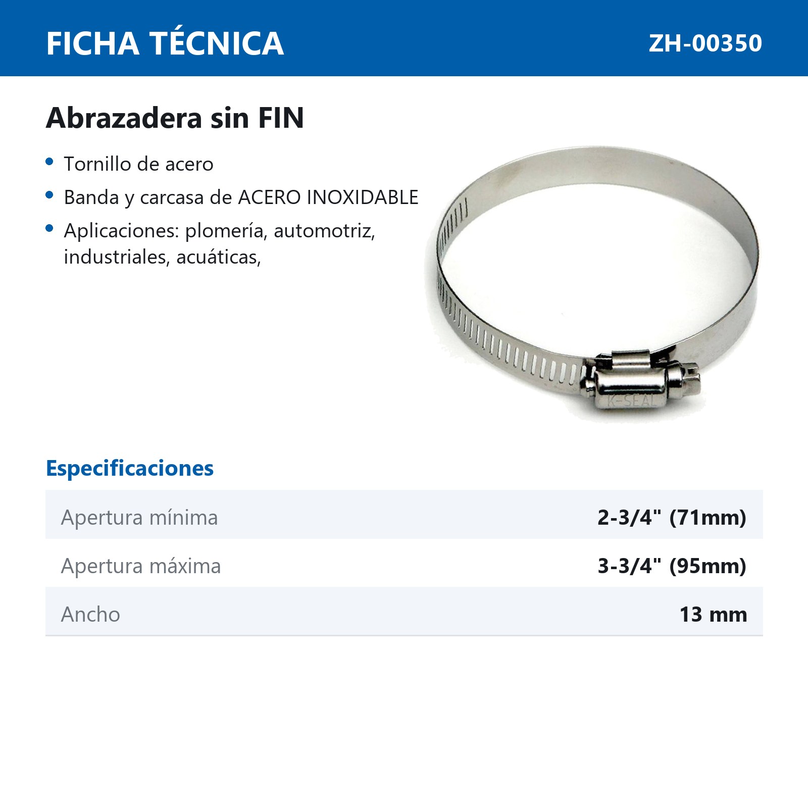 ABRAZADERA KA52 71-95MM (Precio x pieza - Empaque c/10 pzas) - Imagen 3