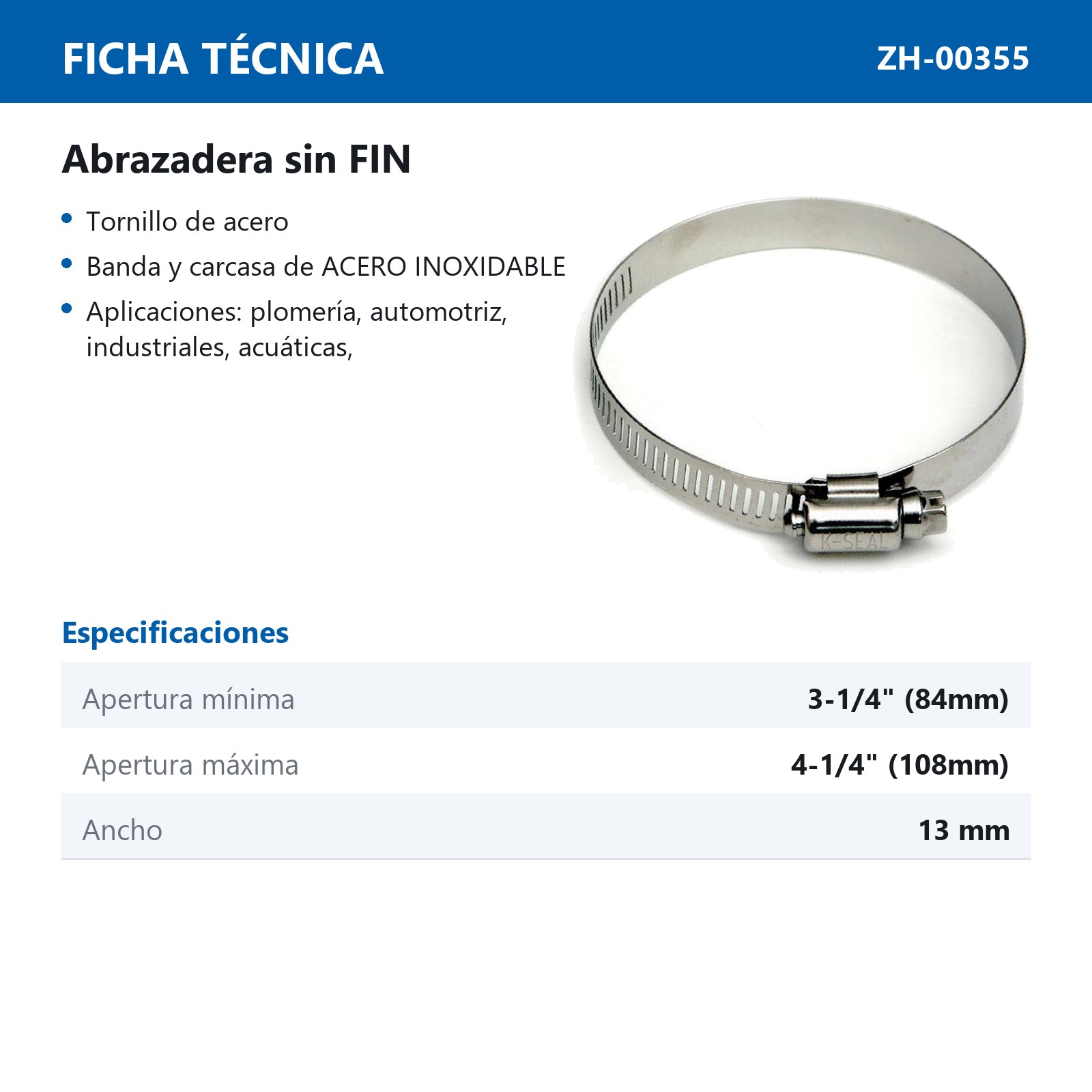 ABRAZADERA KA60 84-108MM (Precio x pieza - Empaque c/10 pzas) - Imagen 3