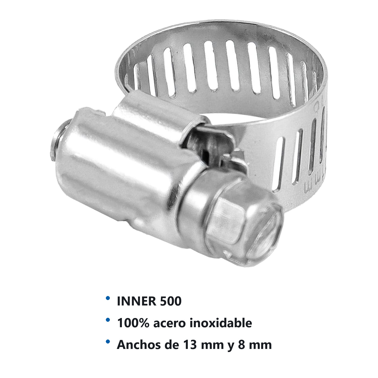 ABRAZADERA SINFIN D/ACERO INOXIDABLE MINI #4 6-16MM X 8MM (Precio x pieza - Empaque c/10 pzas) - Imagen 4