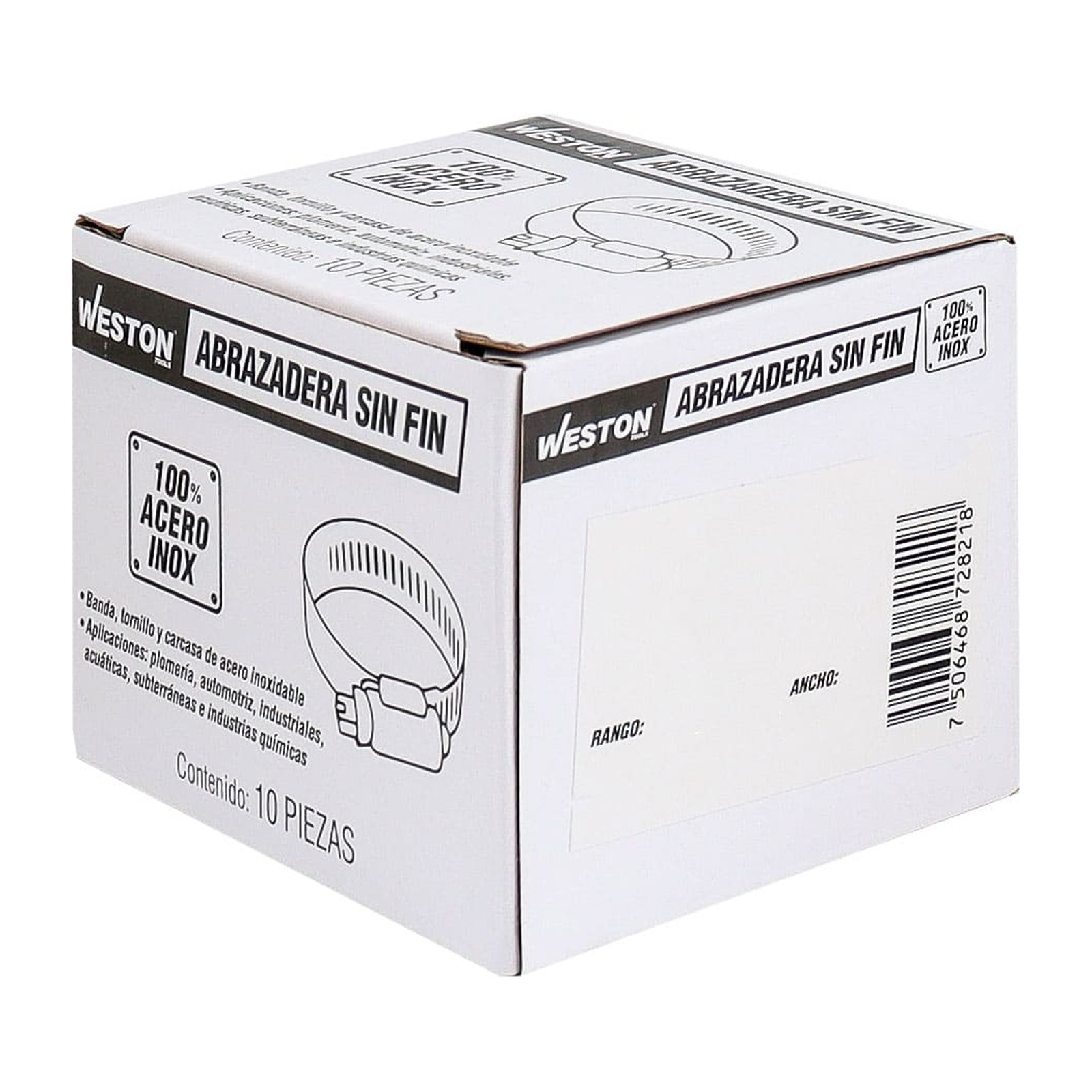 ABRAZADERA SINFIN D/ACERO INOXIDABLE #8 11-23MM x 13MM (Precio x pieza - Empaque c/10 pzas) - Imagen 2
