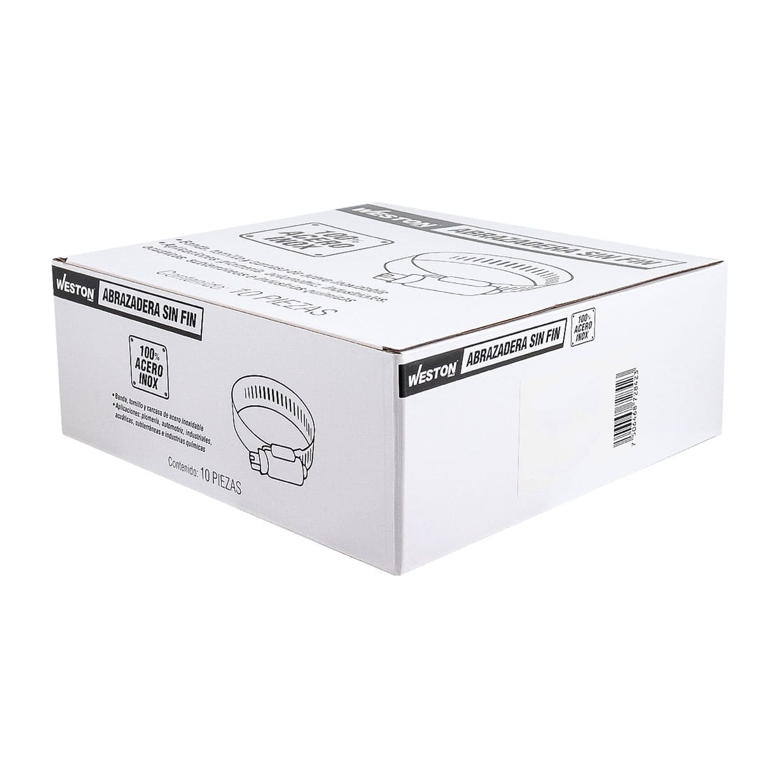 ABRAZADERA SINFIN D/ACERO INOXIDABLE #60 84-108MM X 13MM (Precio x pieza - Empaque c/10 pzas) - Imagen 2