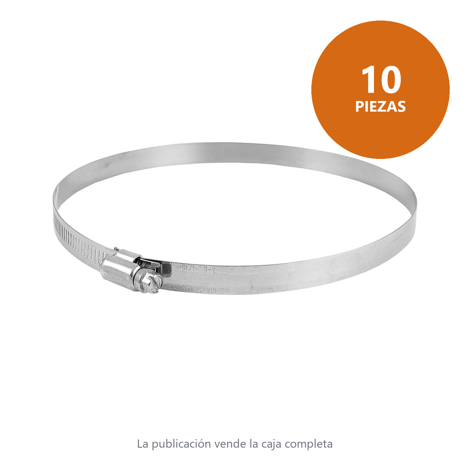 ABRAZADERA SINFIN D/ACERO INOXIDABLE #60 84-108MM X 13MM (Precio x pieza - Empaque c/10 pzas) - Imagen 3
