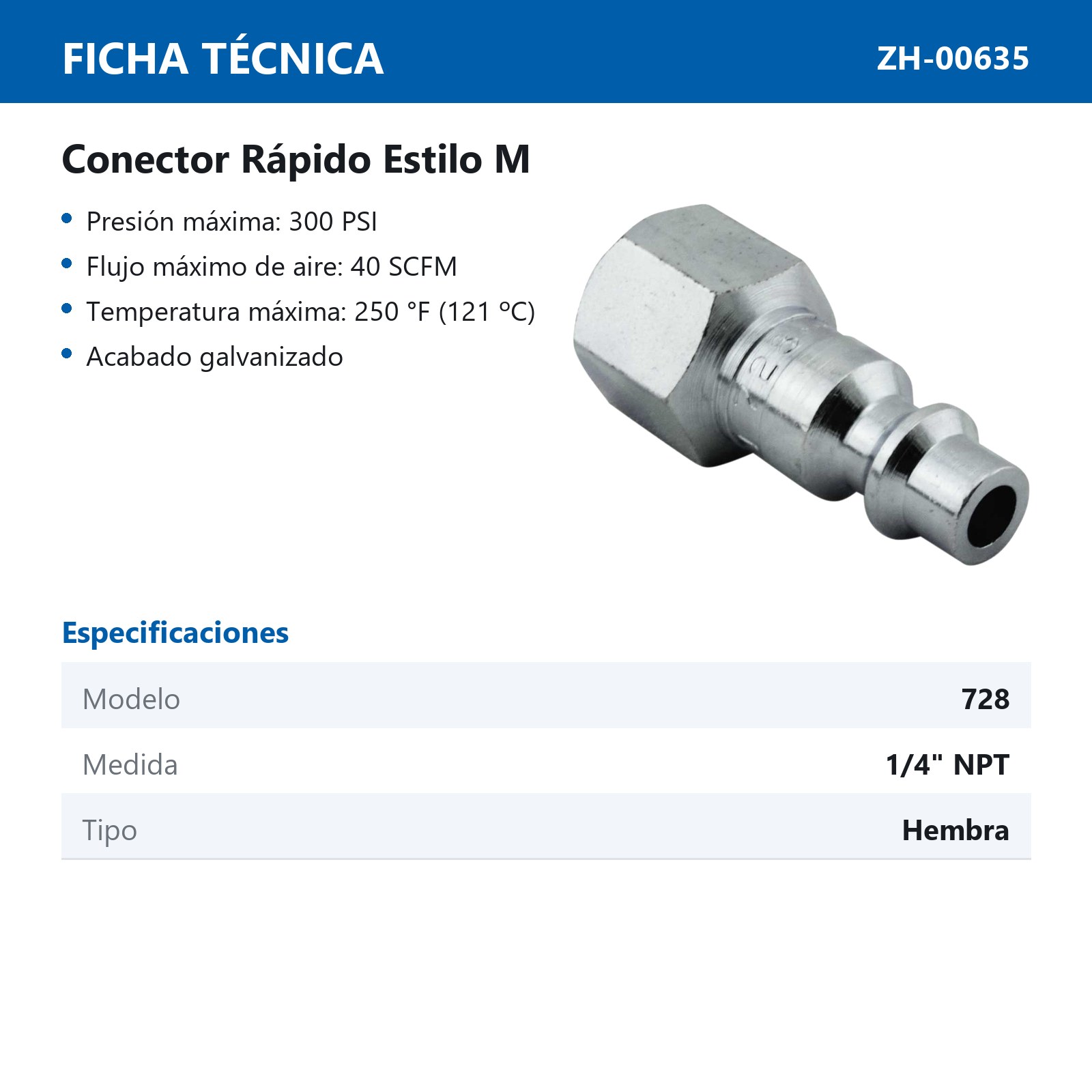 PIVOTE CONEXION HEMBRA 1/4" NPT Mod 728BK - Imagen 2