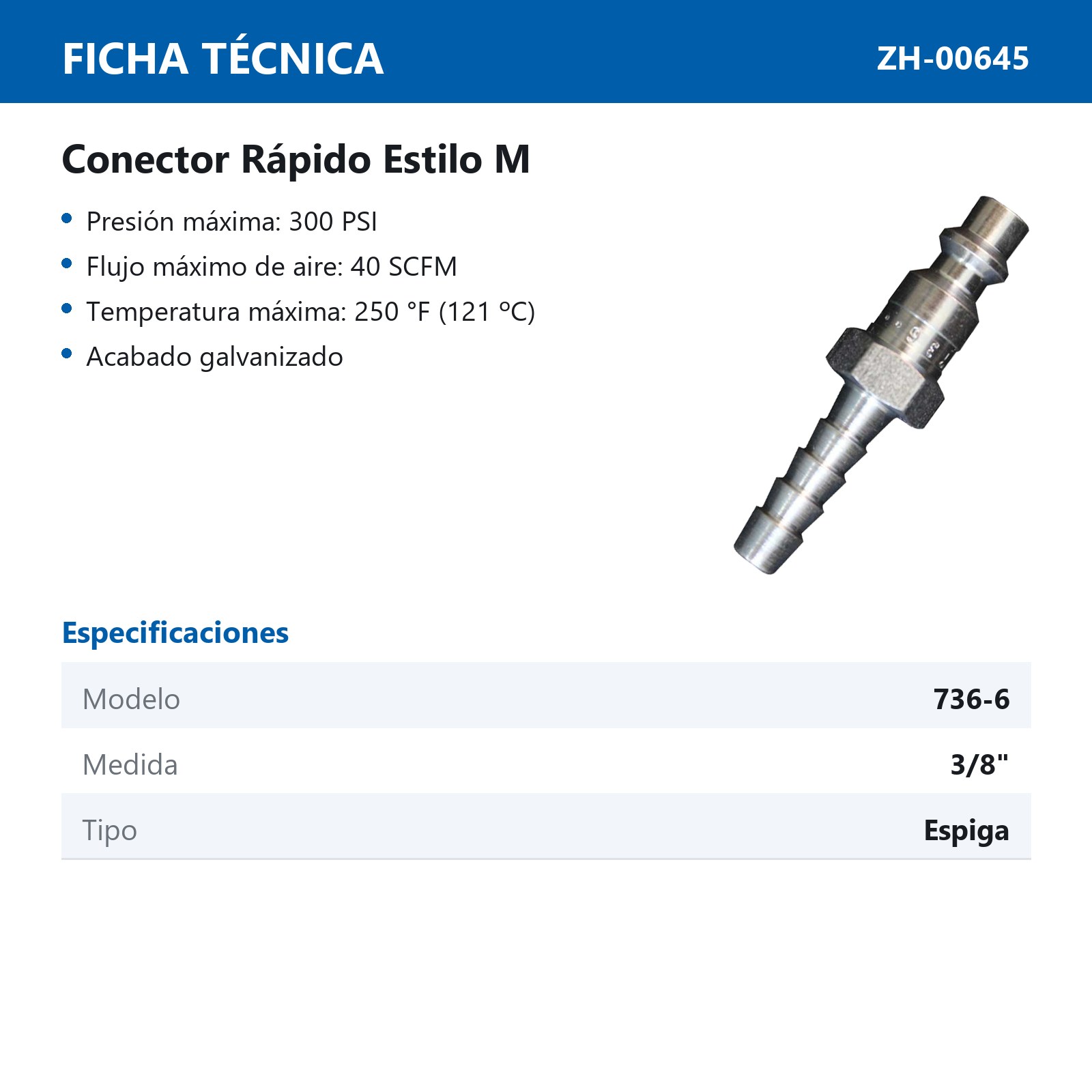 PIVOTE C/ESPIGA 3/8"Mod 736BK - Imagen 2