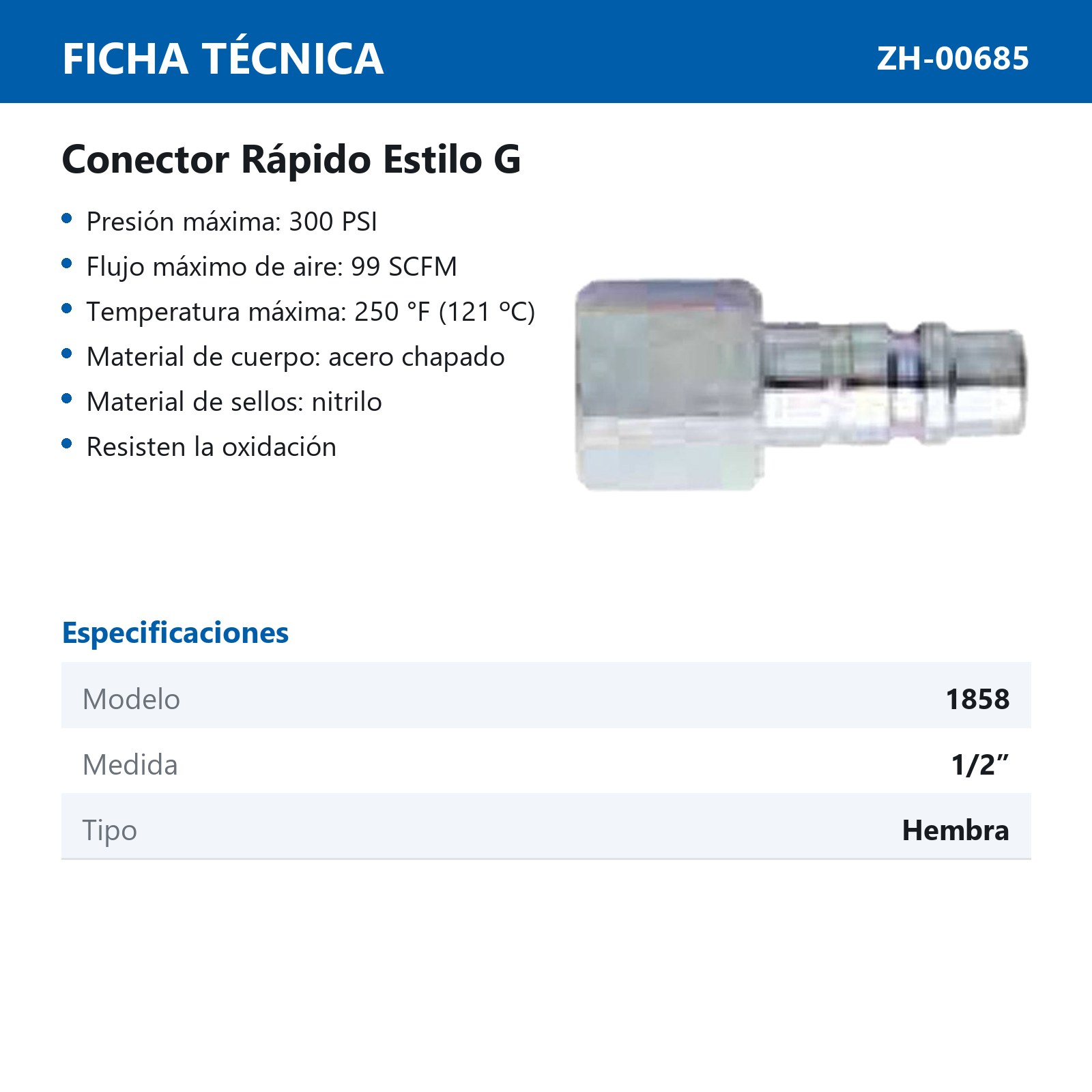 PIVOTE CONEXION HEMBRA 1/2" NPT ESTILO G Mod 1858 - Imagen 2