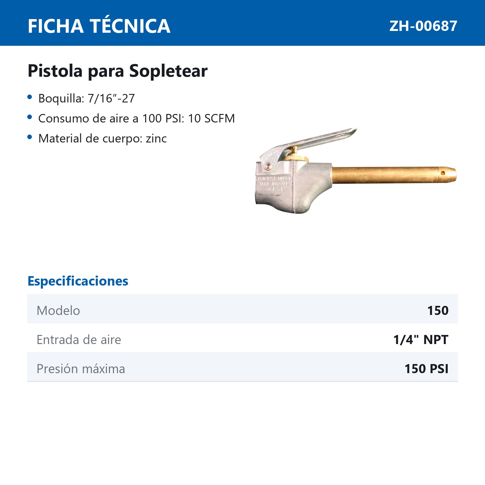 PISTOLA PARA SOLPETEAR 1/4"NPT SIN BOQUILLA Mod S-150BK - Imagen 3