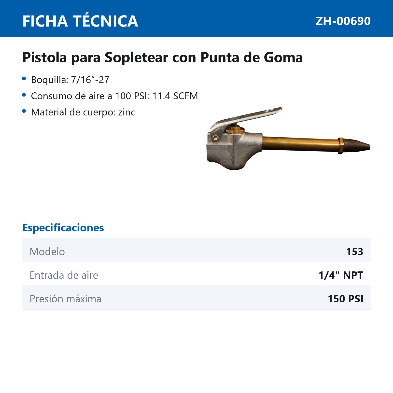 PISTOLA PARA SOLPETEAR 1/4" NPT CON BOQUILLA Mod S-153 - Imagen 3