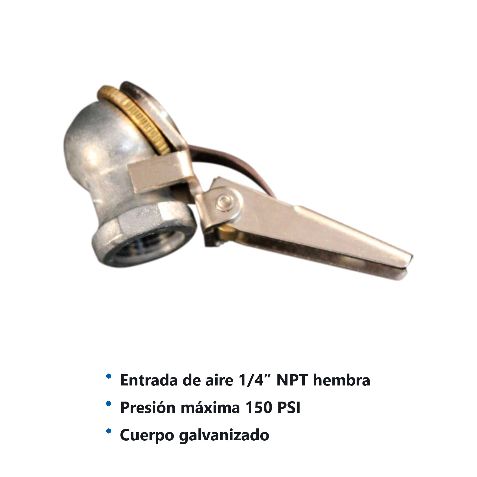 VALVULA PARA INFLAR SENCILLA 1/4" NPT CON CLIP  Mod  698BK - Imagen 3