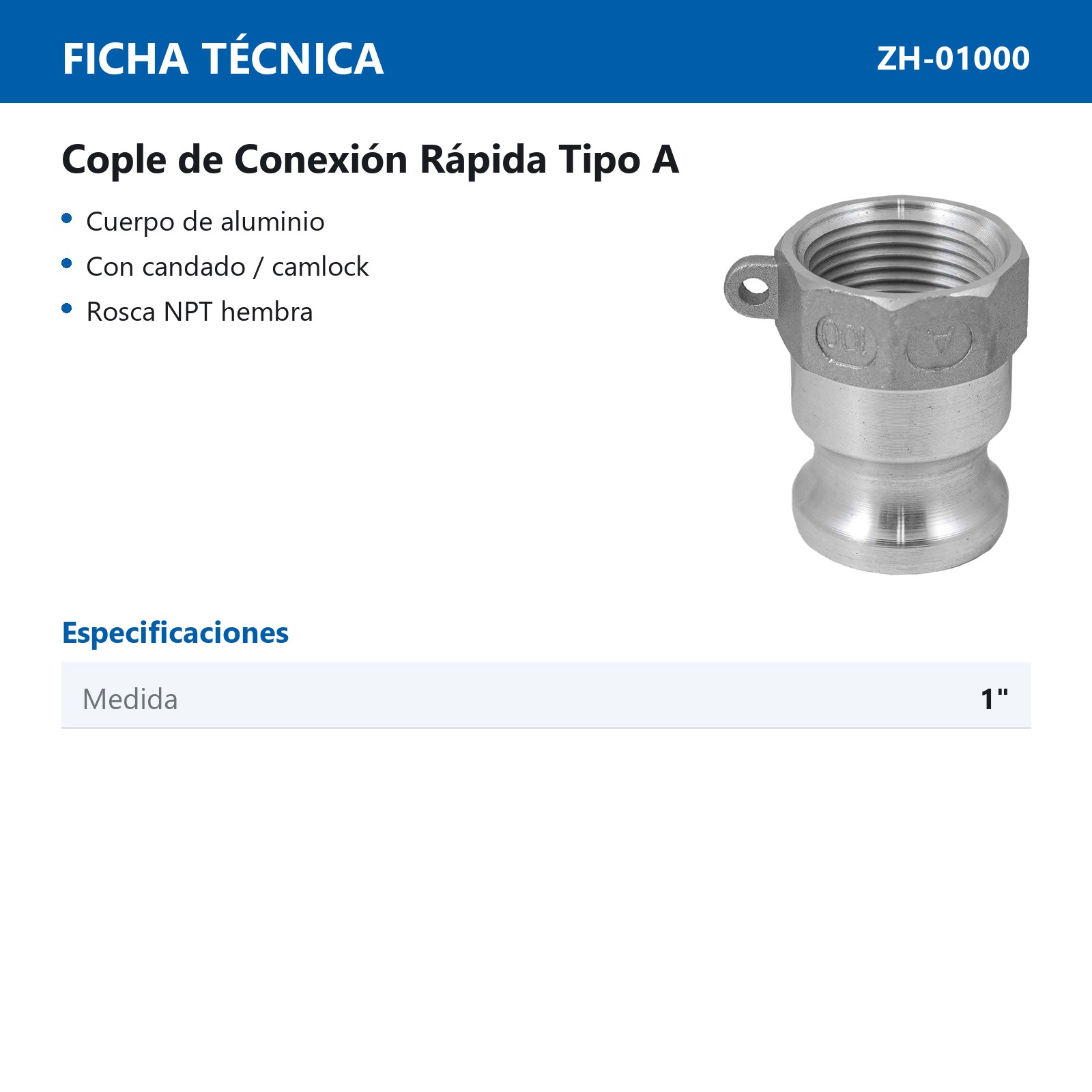 COPLE DE CONEXION RAPIDA TIPO A 1" - Imagen 2