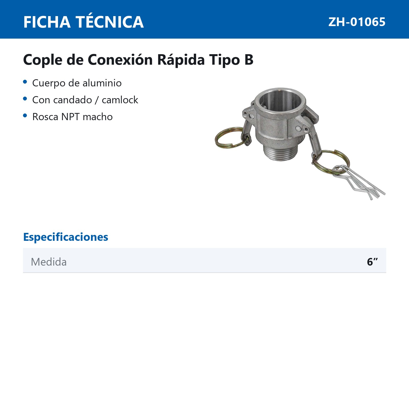 COPLE DE CONEXION RAPIDA TIPO B 6" - Imagen 2