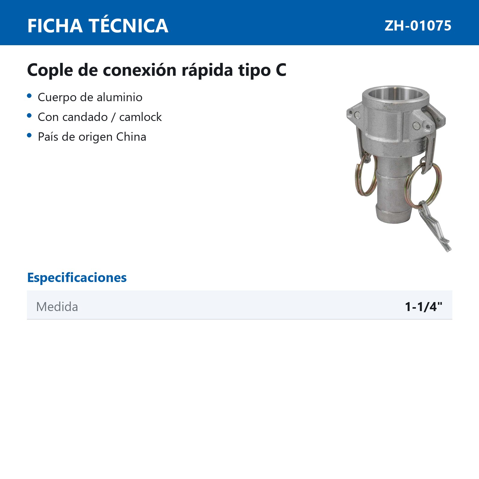 COPLE DE CONEXION RAPIDA TIPO C 1-1/4" - Imagen 2