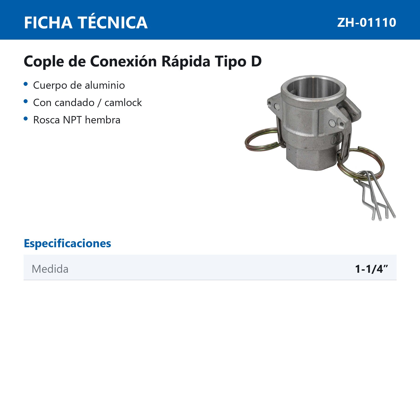 COPLE DE CONEXION RAPIDA TIPO D 1-1/4" - Imagen 2