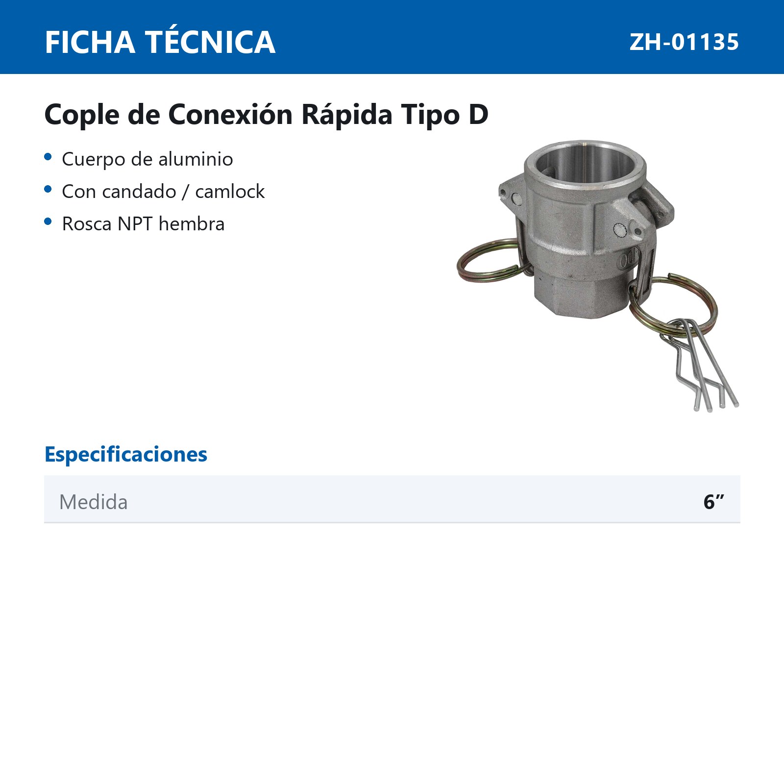 COPLE DE CONEXION RAPIDA TIPO D 6" - Imagen 2