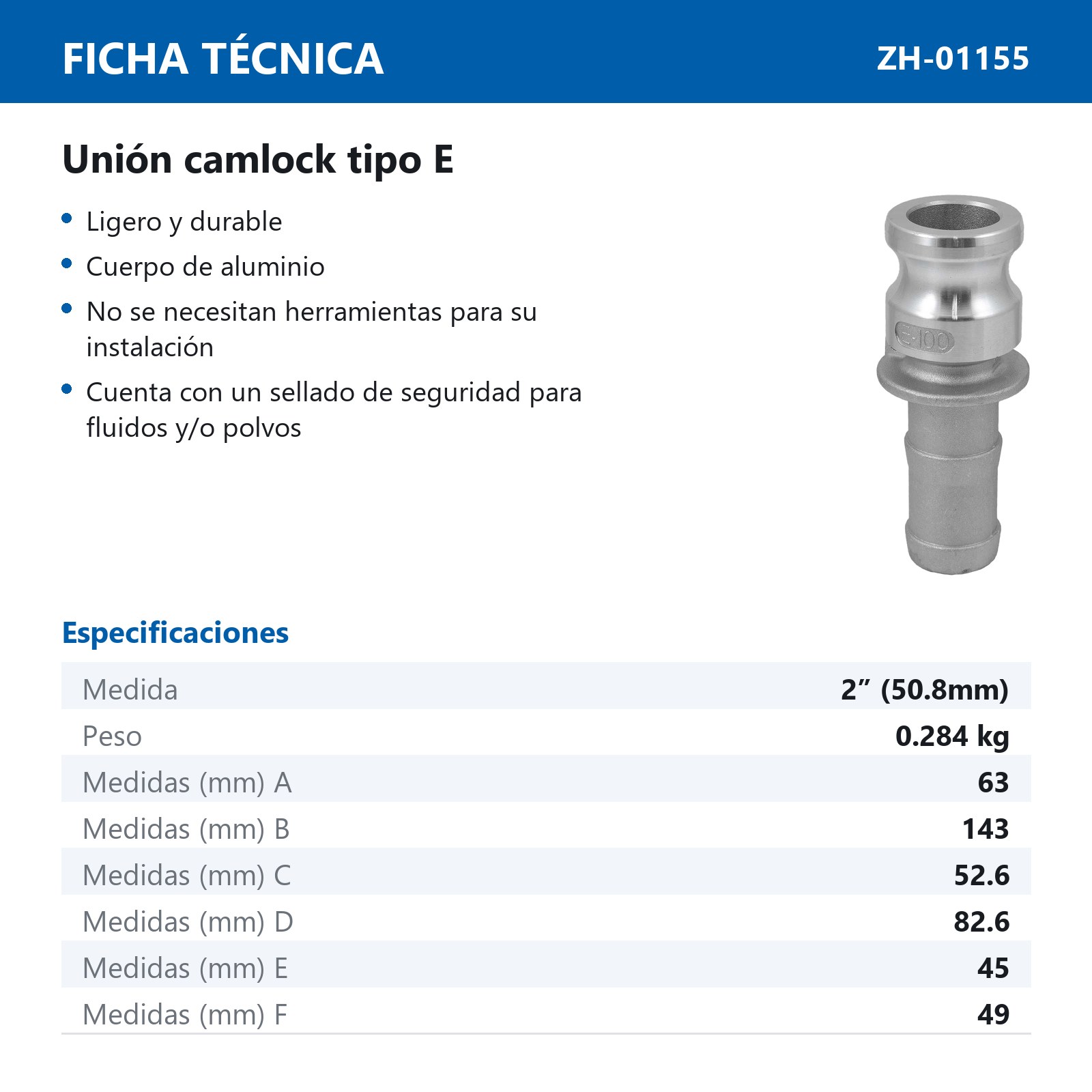 COPLE DE CONEXION RAPIDA TIPO E 2" - Imagen 2