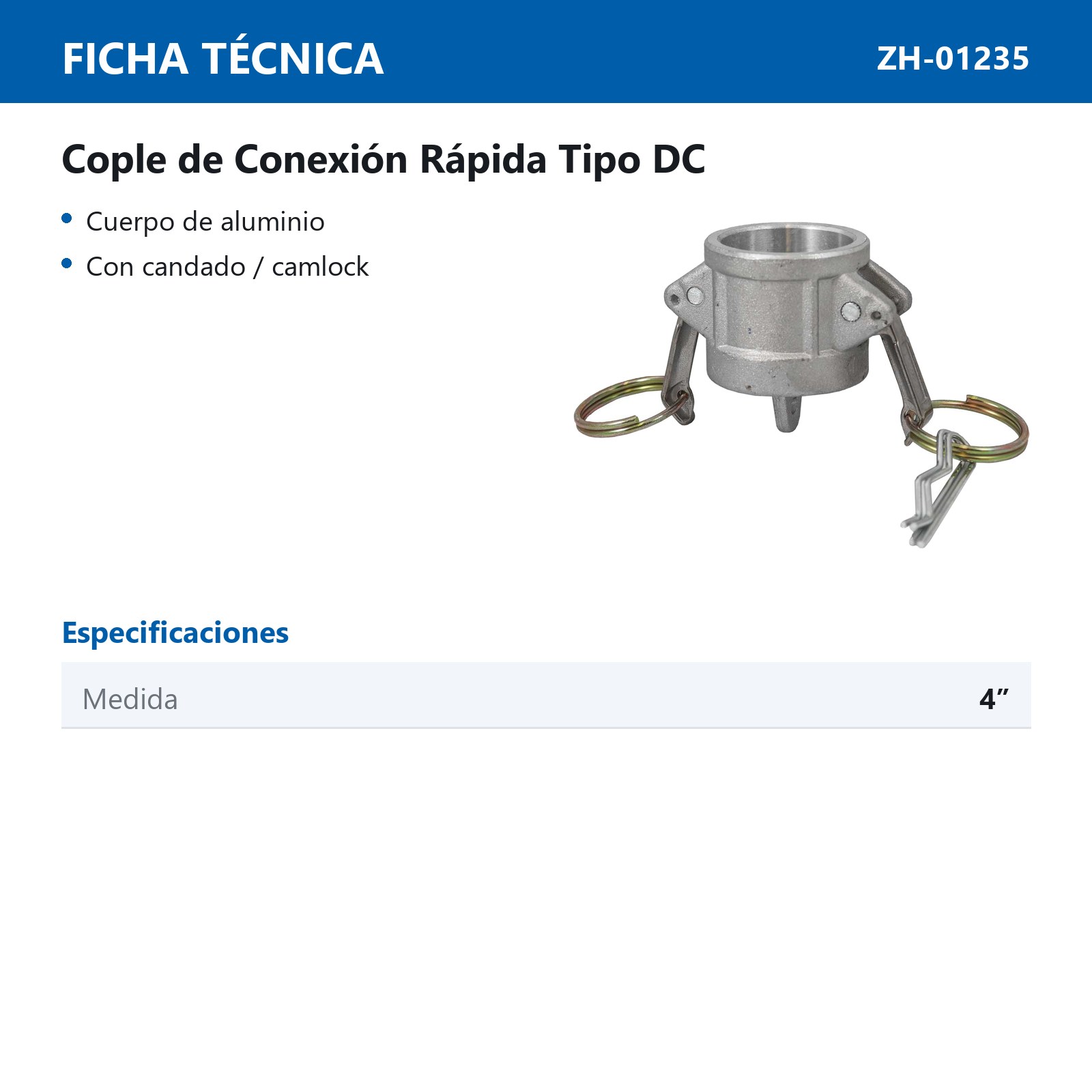 COPLE DE CONEXION RAPIDA TIPO DC 4" - Imagen 2