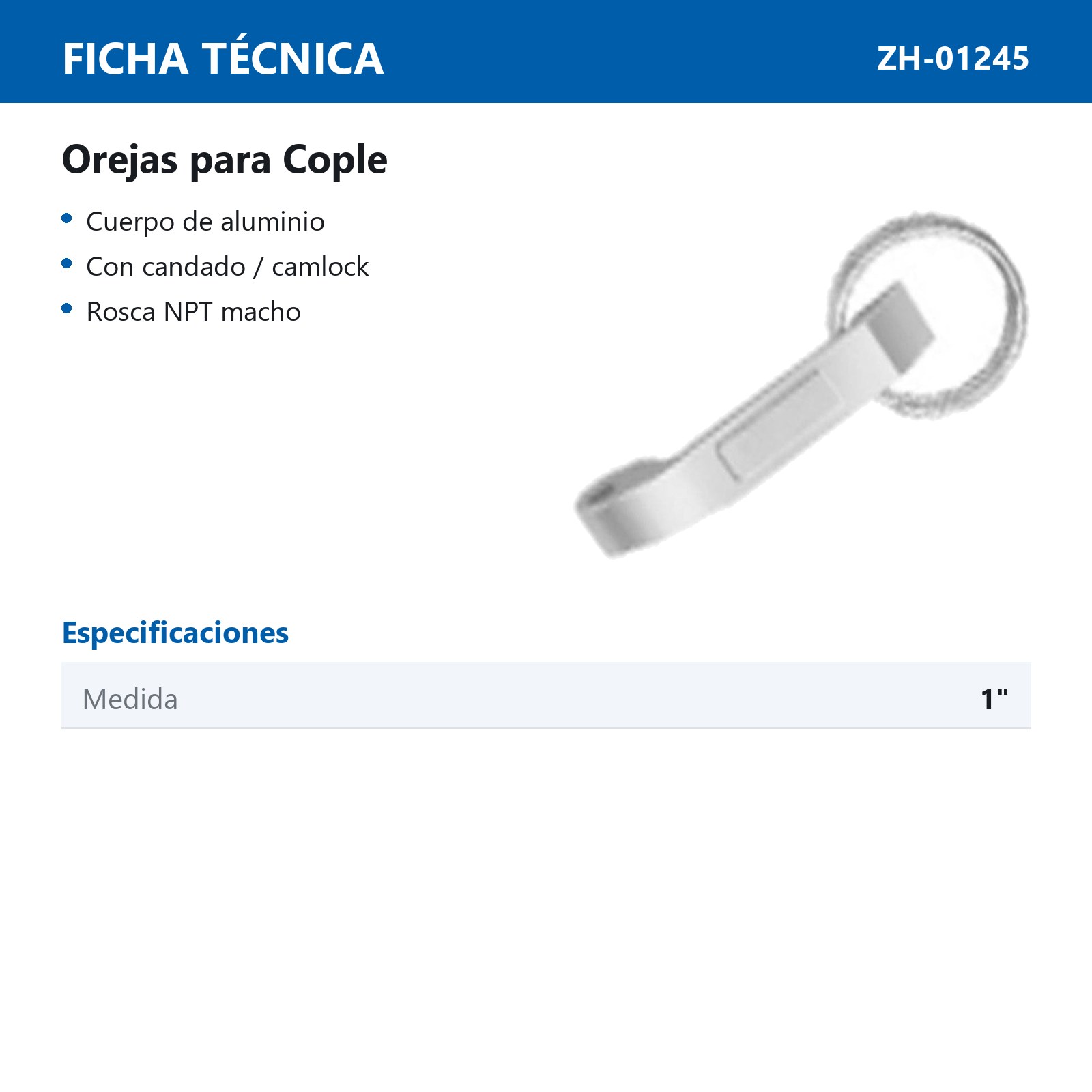 OREJAS P/COPLE 1" A.INOXIDABLE - Imagen 2
