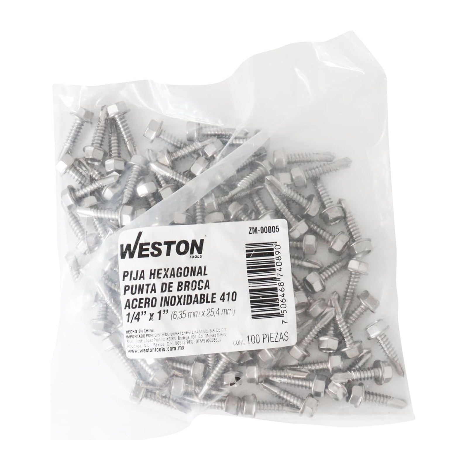 PIJA HEX. PUNTA BROCA ACERO INOXIDABLE 410 1/4X1 (precio por caja, caja con 100 piezas) - Imagen 4