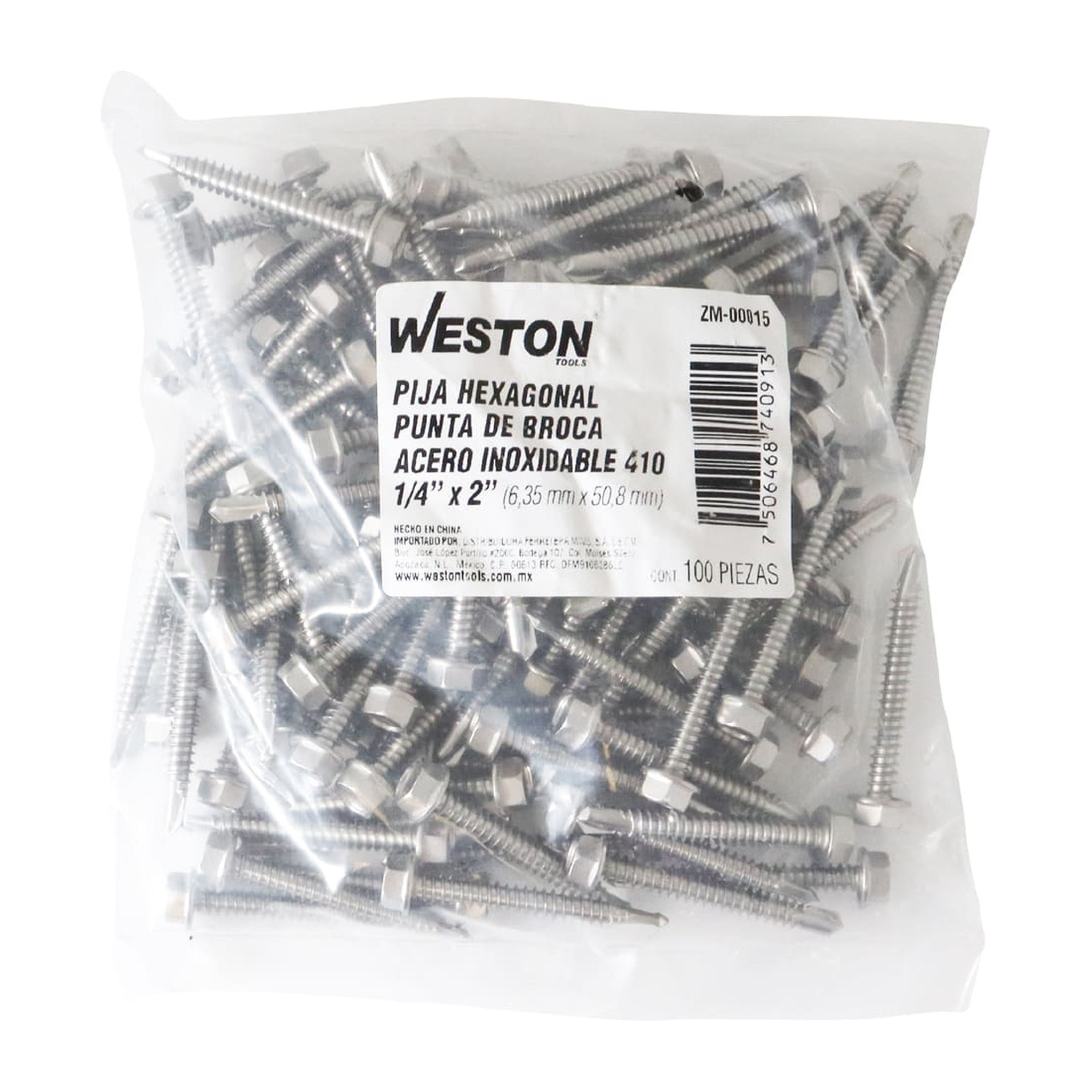 PIJA HEX. PUNTA BROCA ACERO INOXIDABLE 410 1/4X2 (precio por caja, caja con 100 piezas) - Imagen 4