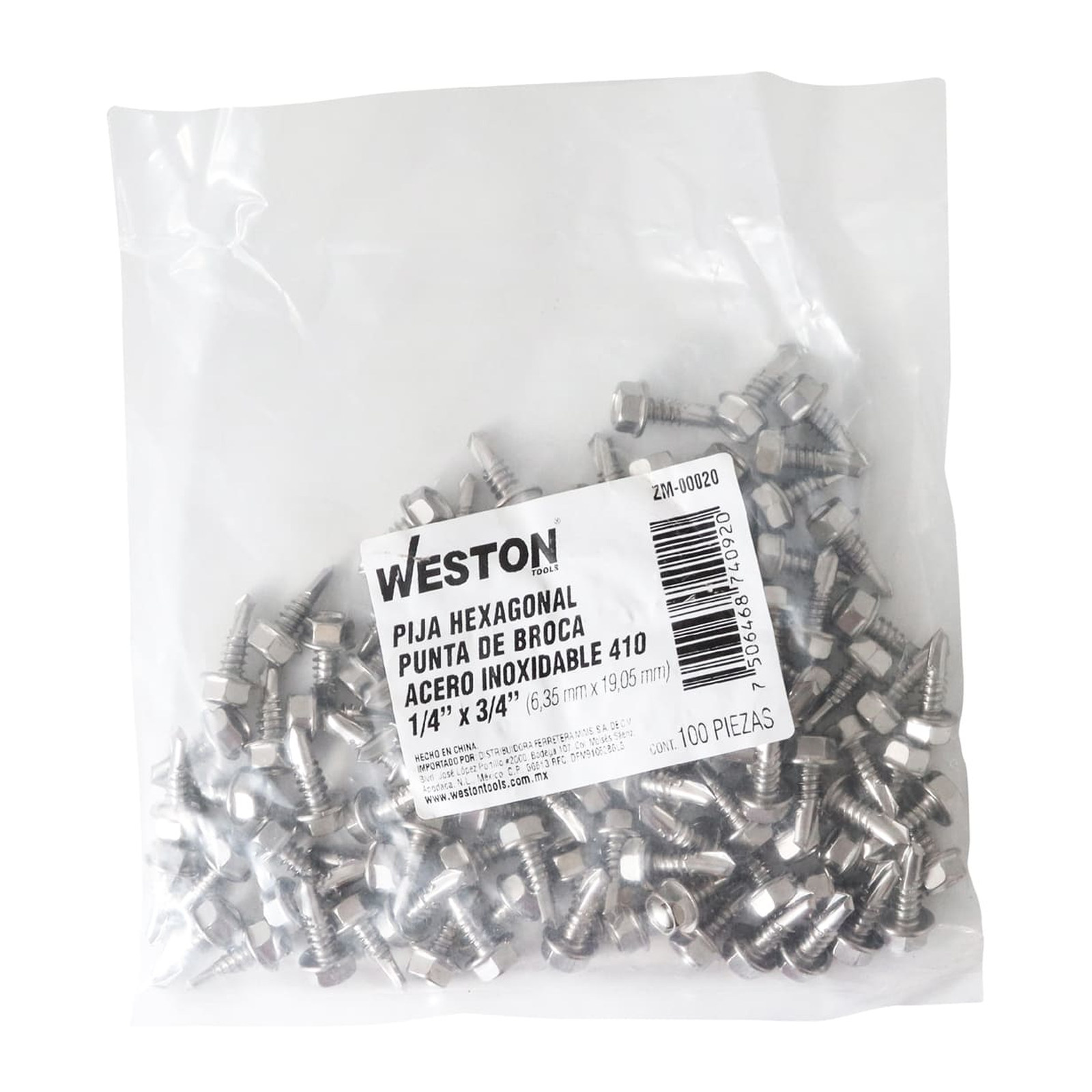 PIJA HEX. PUNTA BROCA ACERO INOXIDABLE 410 1/4X3/4 (precio por caja, caja con 100 piezas) - Imagen 4
