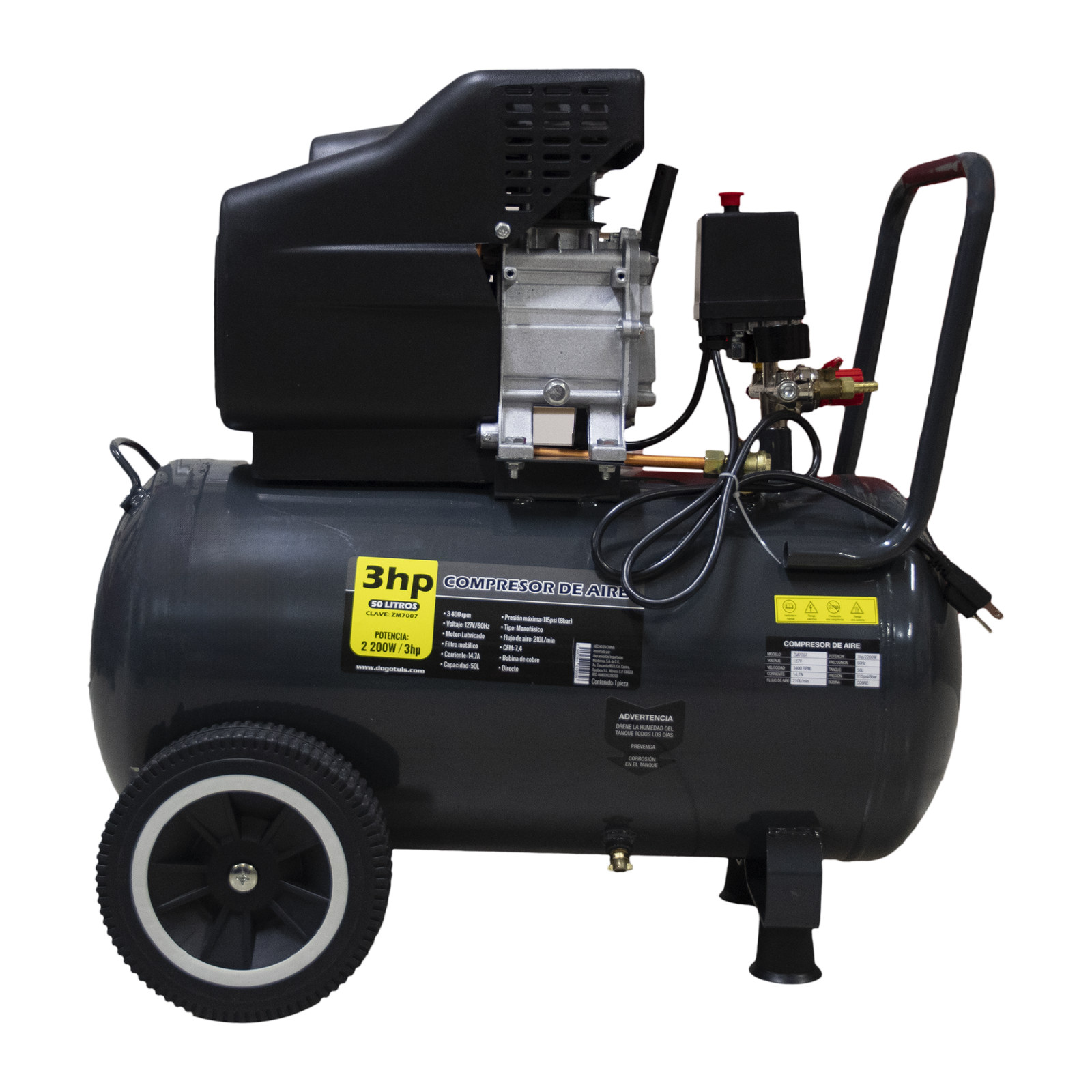Compresor de Aire 3 HP 50 L Directo Cobre - Imagen 4