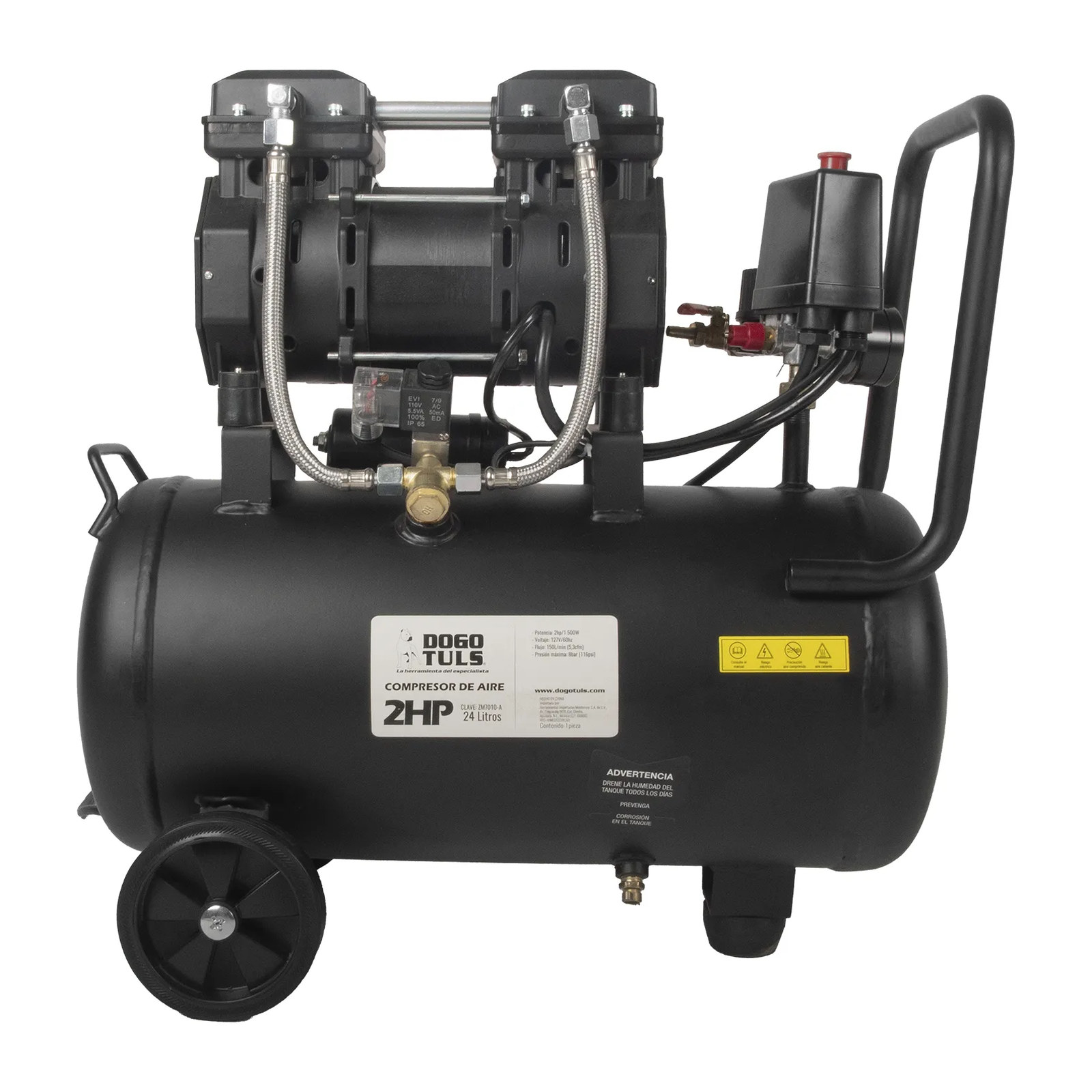 Compresor de Aire 2 HP 24 L Libre de Aceite Cobre - Imagen 2