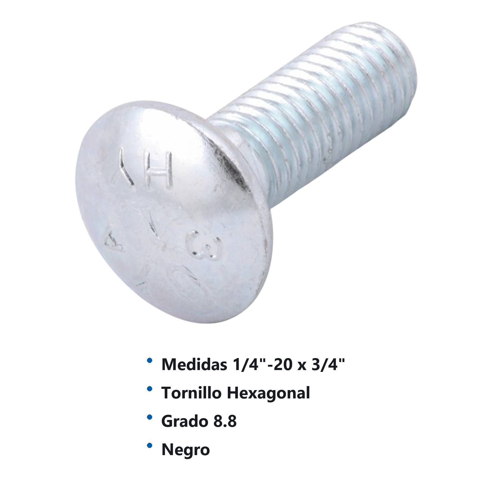TORNILLO TIPO COCHE GALV. 1/4-20 X 3/4 (Precio x Caja - Caja c/100 pzas) - Imagen 2