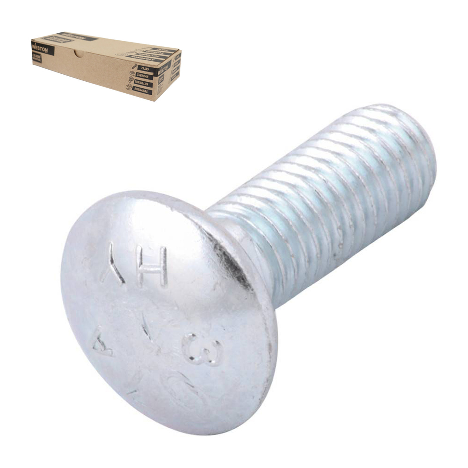 Tornillo Tipo Coche Galvanizado 1/4-20 x 2" Weston (Caja con 100 piezas)