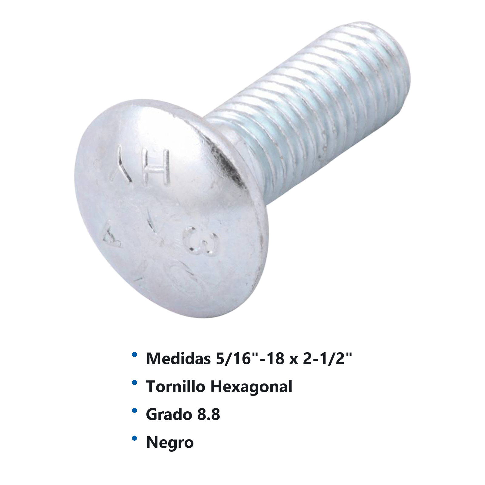 TORNILLO TIPO COCHE GALV. 5/16-18 X 2-1/2 (Precio x Caja c/50 pzas) - Imagen 3
