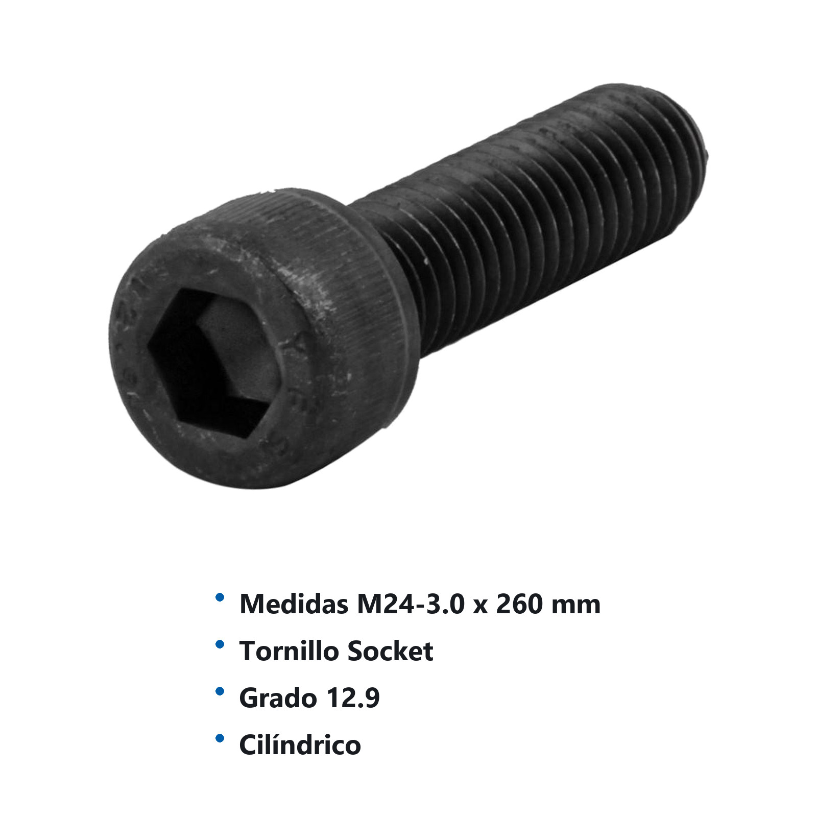 TORN.SOCKET MET.GR. 12.9 M24-3.0 X 260 MM (Precio x Pieza - Caja c/ 1 pieza) - Imagen 2
