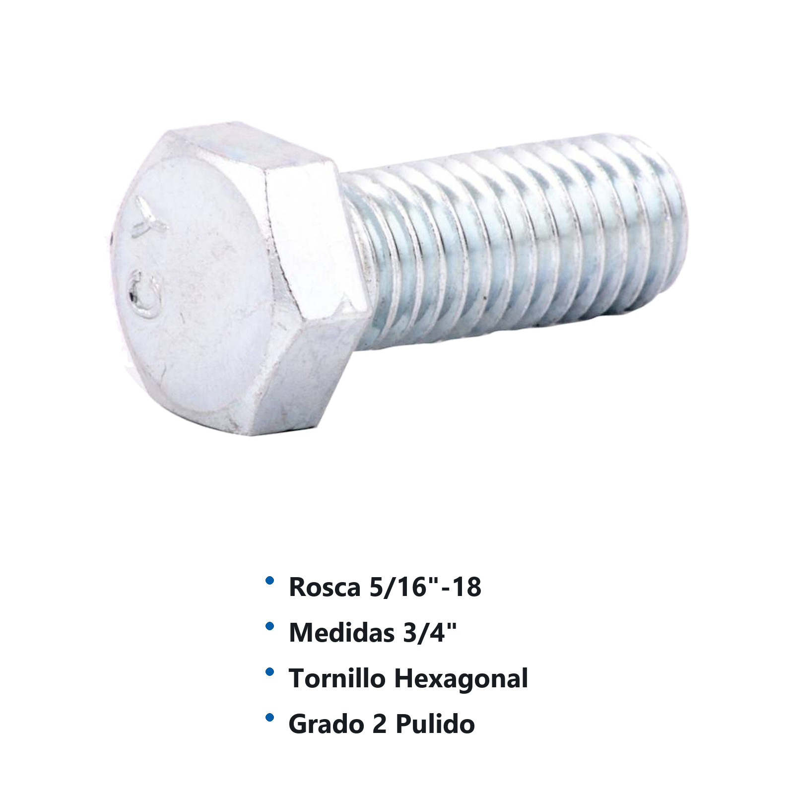 TORN. G2 GALV. " RC" 5/16-18 X 3/4 (Precio x Caja - Caja c/100 pzas) - Imagen 3