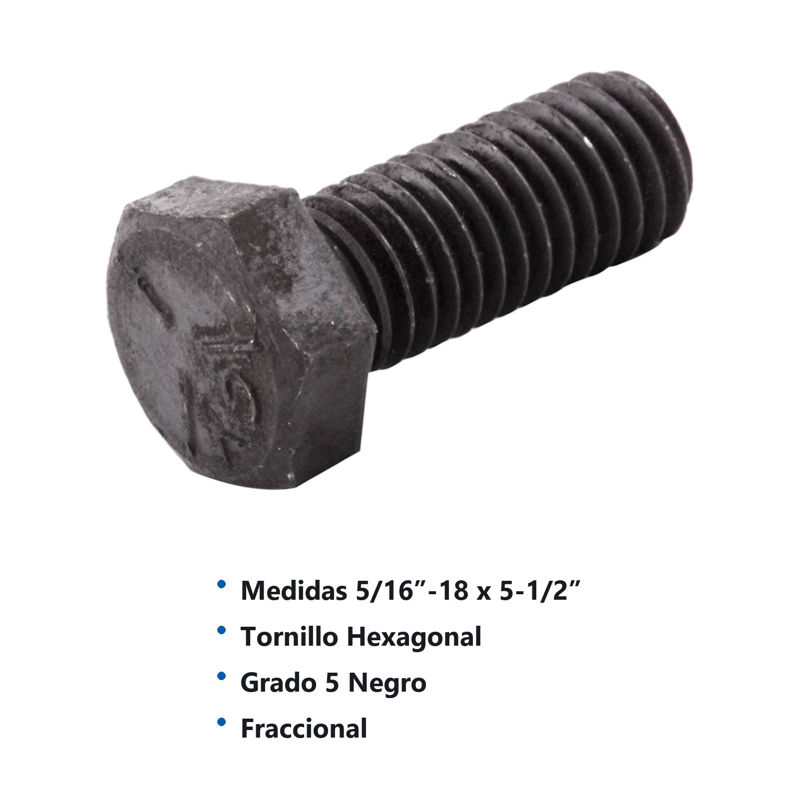 TORN. HEX. G5 NEGRO 5/16-18 X 5-1/2 (Precio x Caja - Caja c/50 pzs) - Imagen 2
