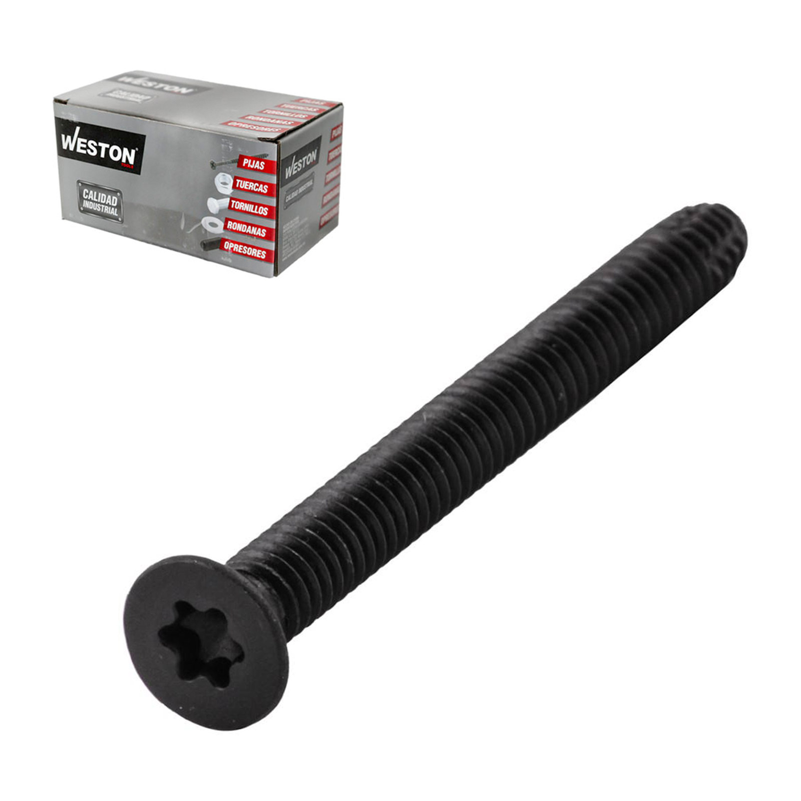 Tornillo Cabeza Plana Torx Negro 1/4 x 2 Weston (Caja con 200 piezas)
