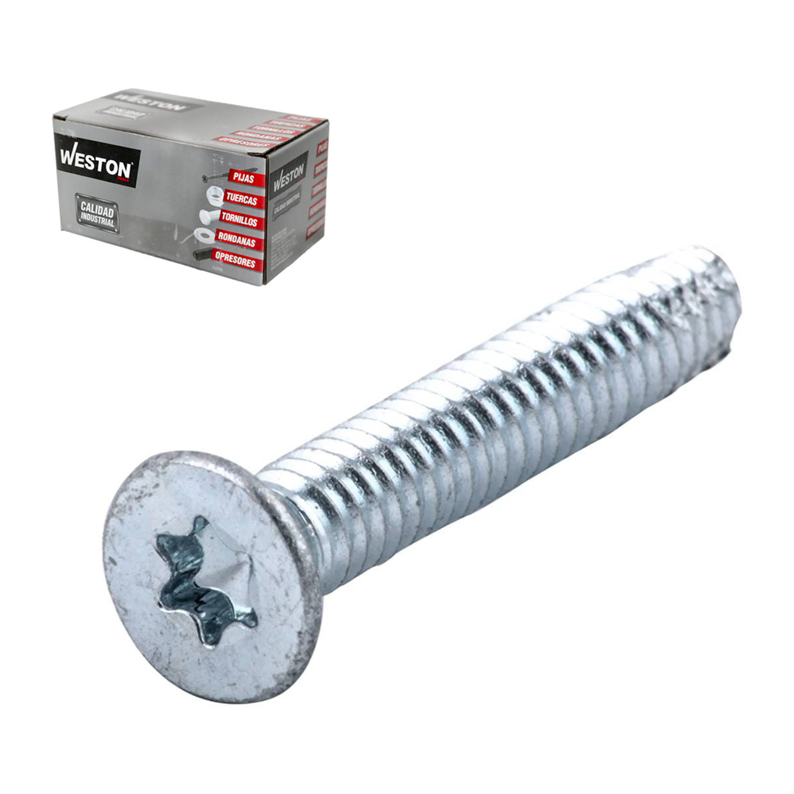 Tornillo Cabeza Plana Torx Galvanizado 1/4 x 1-1/2 Weston (Caja c/200 pzas)