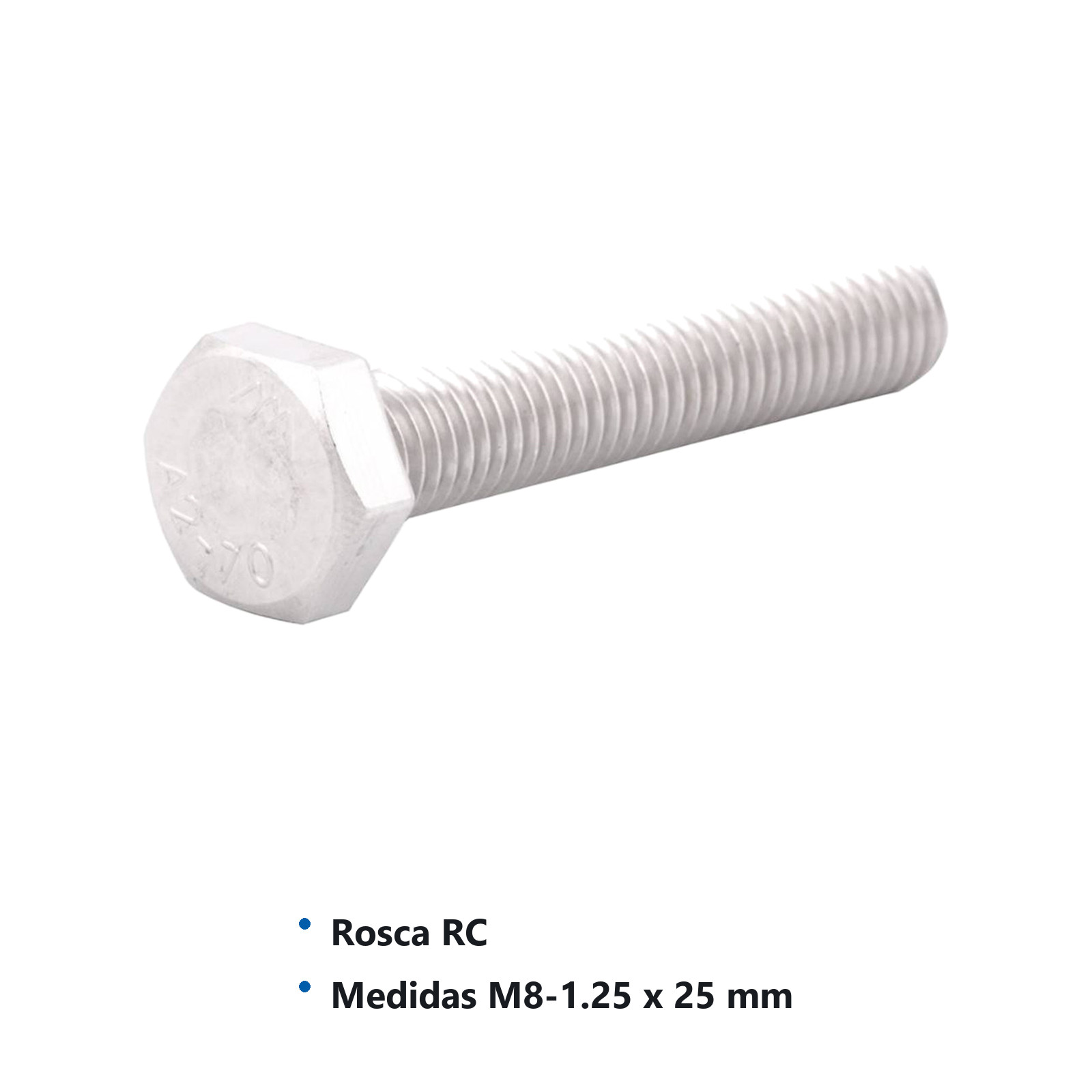 TORNILLO HEX ACERO INOX. 'RC' M8-1.25 X 25  (Precio x Caja - Caja c/100 pzas) - Imagen 2