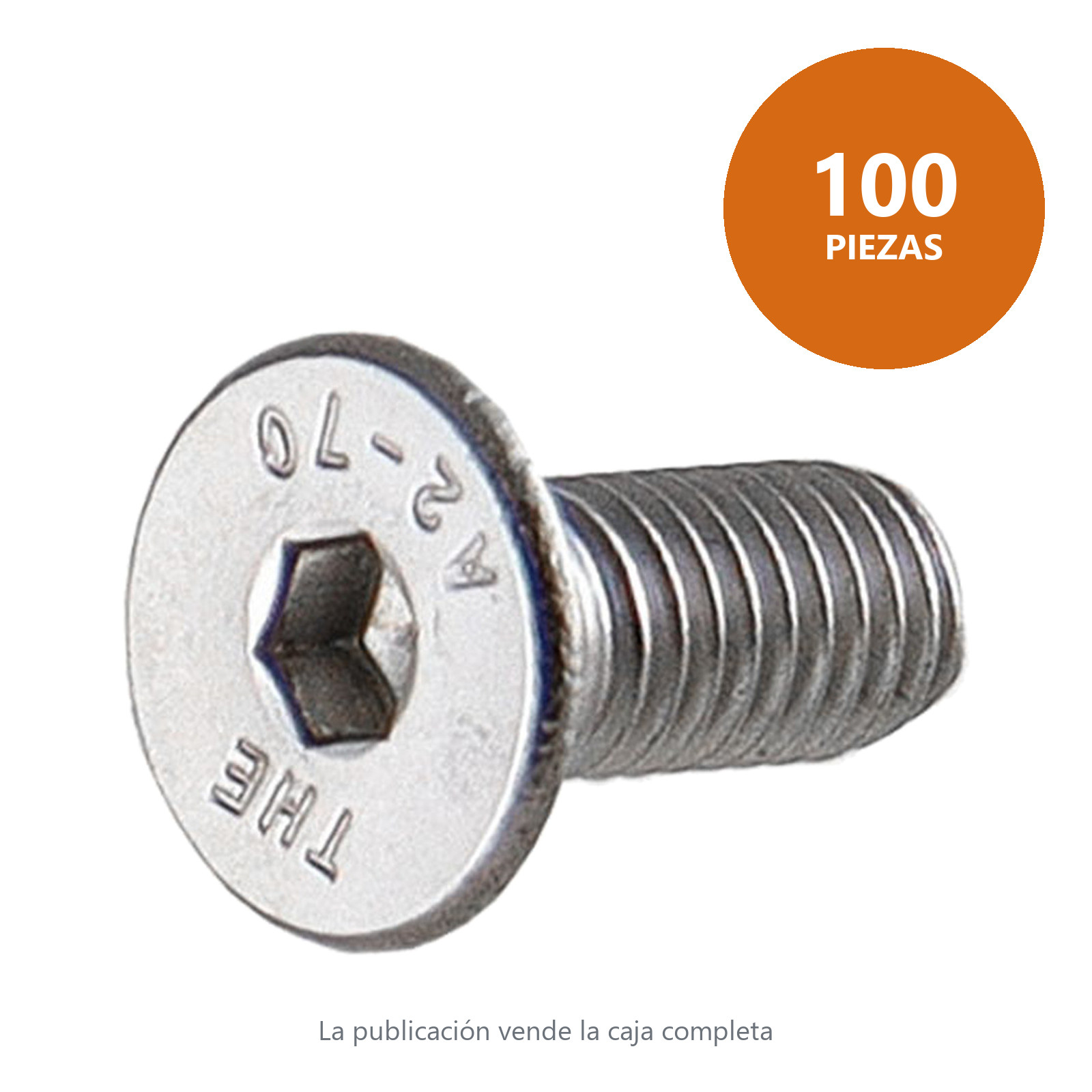 TORN. ALLEN CABEZA PLANA INOX304 DIN7991 M8-1.25 x 10MM (Precio x Pza - Caja c/100 pzas) - Imagen 3